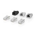 Nedis RJ45-kontakt | RJ45 Pass Through | Solid/strängad FTP CAT6a | Rak | Guldplaterad | 10 st. | PVC | Grå / Svart / Vit | Låda