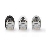 Nedis RJ45-kontakt | RJ45 Pass Through | Solid/strängad FTP CAT7 | Rak | Guldplaterad | 10 st. | Polycarbonate | Grå / Svart / Vit | Låda