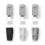 Nedis RJ45-kontakt | RJ45 Pass Through | Solid/strängad FTP CAT7 | Rak | Guldplaterad | 10 st. | Polycarbonate | Grå / Svart / Vit | Låda