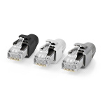Nedis RJ45-kontakt | RJ45 Pass Through | Solid/strängad FTP CAT7 | Rak | Guldplaterad | 10 st. | Polycarbonate | Grå / Svart / Vit | Låda