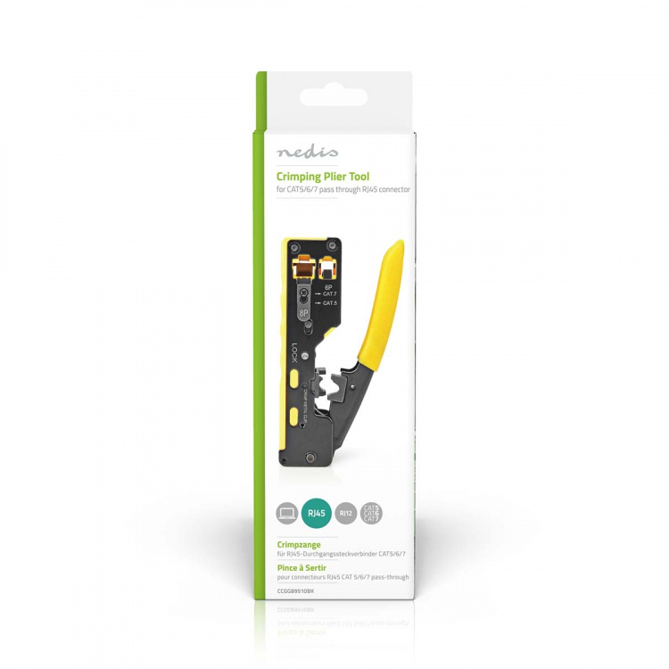 Nedis Crimp pliers | CAT5 / CAT5e / CAT6 / CAT6a / CAT7 / RJ12 / RJ45 | Skärande / Stripp / Tång | Gummi / Stål | Gul / Svart Nedis Crimp pliers | CAT5 / CAT5e / CAT6 / CAT6a / CAT7 / RJ12 / RJ45 | Skärande / Stripp / Tång | Gummi / Stål | Gul / Svart