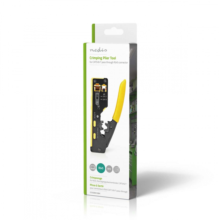 Nedis Crimp pliers | CAT5 / CAT5e / CAT6 / CAT6a / CAT7 / RJ12 / RJ45 | Skärande / Stripp / Tång | Gummi / Stål | Gul / Svart Nedis Crimp pliers | CAT5 / CAT5e / CAT6 / CAT6a / CAT7 / RJ12 / RJ45 | Skärande / Stripp / Tång | Gummi / Stål | Gul / Svart