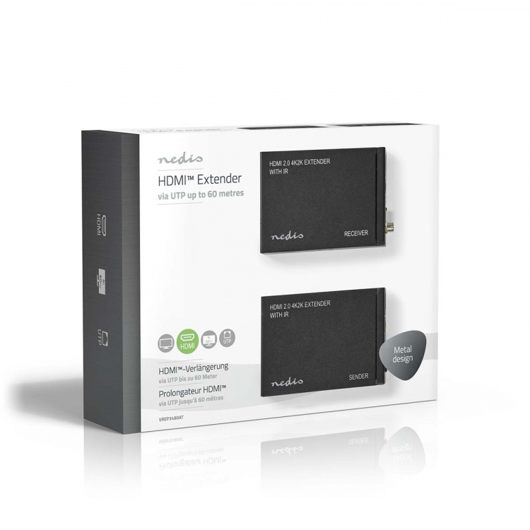 Nedis HDMI ™ Extender | Över Cat6 | Upp till 60.0 m | 4K@60Hz | 18 Gbps | Metall | Antracit Nedis HDMI ™ Extender | Över Cat6 | Upp till 60.0 m | 4K@60Hz | 18 Gbps | Metall | Antracit