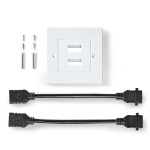 Nedis HDMI™ Vägglåda | 2x HDMI™ Female | 4K@60Hz | HDMI™ Utgång | Svart | 18 Gbps | Guldplaterad | Kuvert