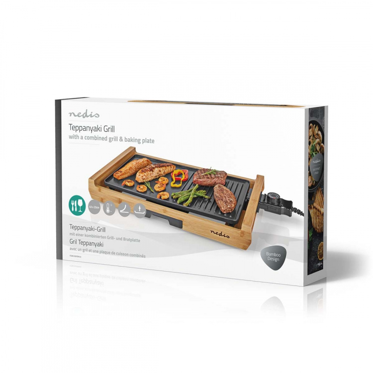 Nedis Teppanyaki Bordsgrill | Bakytan (l x b): 43 x 23 cm | Antal personer: 6 Personer | Non-stick beläggning | 4 Värmeinställningar