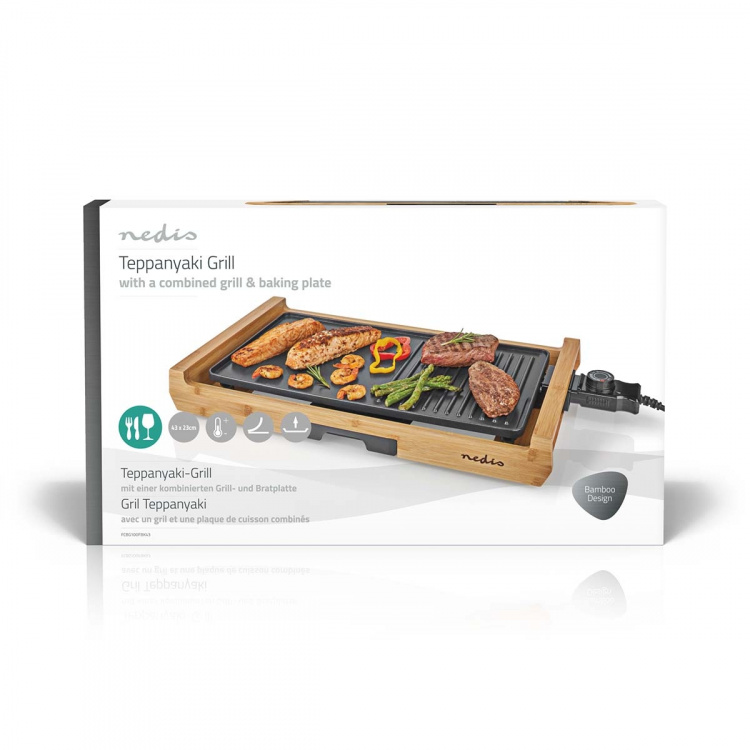 Nedis Teppanyaki Bordsgrill | Bakytan (l x b): 43 x 23 cm | Antal personer: 6 Personer | Non-stick beläggning | 4 Värmeinställningar