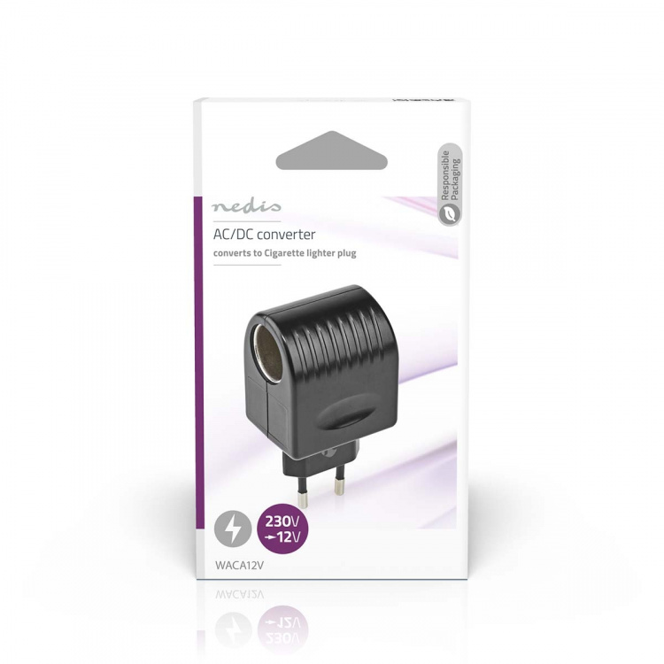 Nedis Eluttag Adapter | Euro / Typ C (CEE 7/16) | 100 - 240 V AC 50/60 Hz | 12 V DC | 6 W | Strömadapter | 0.3 A | Svart | Plast Nedis Eluttag Adapter | Euro / Typ C (CEE 7/16) | 100 - 240 V AC 50/60 Hz | 12 V DC | 6 W | Strömadapter | 0.3 A | Svart | Plast