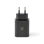 Nedis Väggladdare | 30 W | PD3.0 27W / PD3.0 30W / QC3.0 | Snabbladdnings funktion | 1.5 / 2.0 / 2.5 / 3.0 A | Antal utgångar: 1 | USB-C™ | Automatiskt val av Spänning | Svart