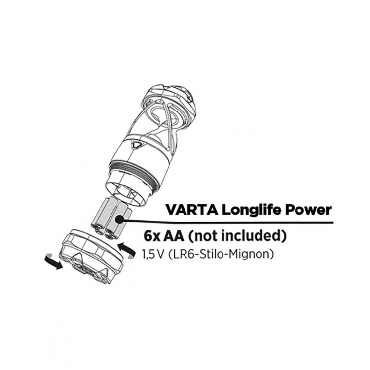 Varta LED-Lykta | Batteridriven | 6x AA/LR6 | Angivet ljusflöde: 450 lm | Belysningsräckvidd: 20 m | Strålvinkel: 360 ° Varta LED-Lykta | Batteridriven | 6x AA/LR6 | Angivet ljusflöde: 450 lm | Belysningsräckvidd: 20 m | Strålvinkel: 360 °