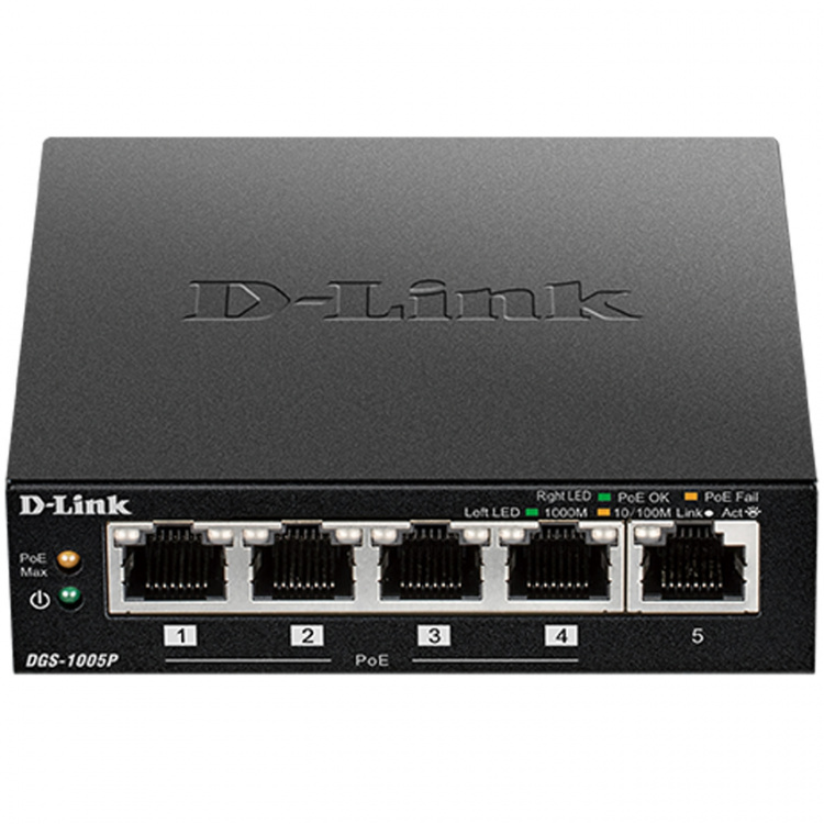 D-Link DGS-1005P 5-Port Gigabit PoE+ Switch D-Link DGS-1005P 5-Port Gigabit PoE+ Switch