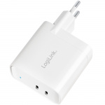 LogiLink USB-laddare 2 x USB-C PD 40W GaN LogiLink USB-laddare 2 x USB-C PD 40W GaN