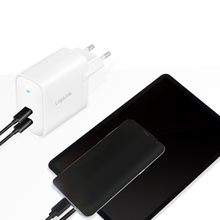 LogiLink USB-laddare 2 x USB-C PD 40W GaN LogiLink USB-laddare 2 x USB-C PD 40W GaN
