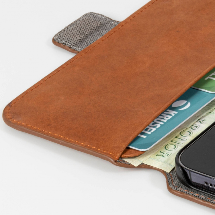 Krusell Leather Phone Wallet iPhone 13 Cognac