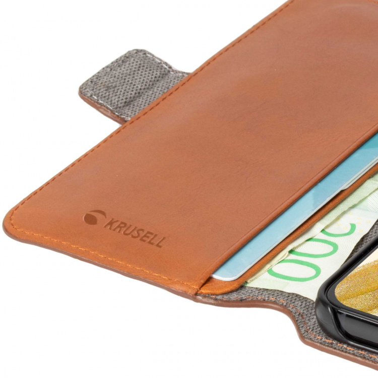 Krusell Leather Phone Wallet Galaxy S22 Cognac Krusell Leather Phone Wallet Galaxy S22 Cognac