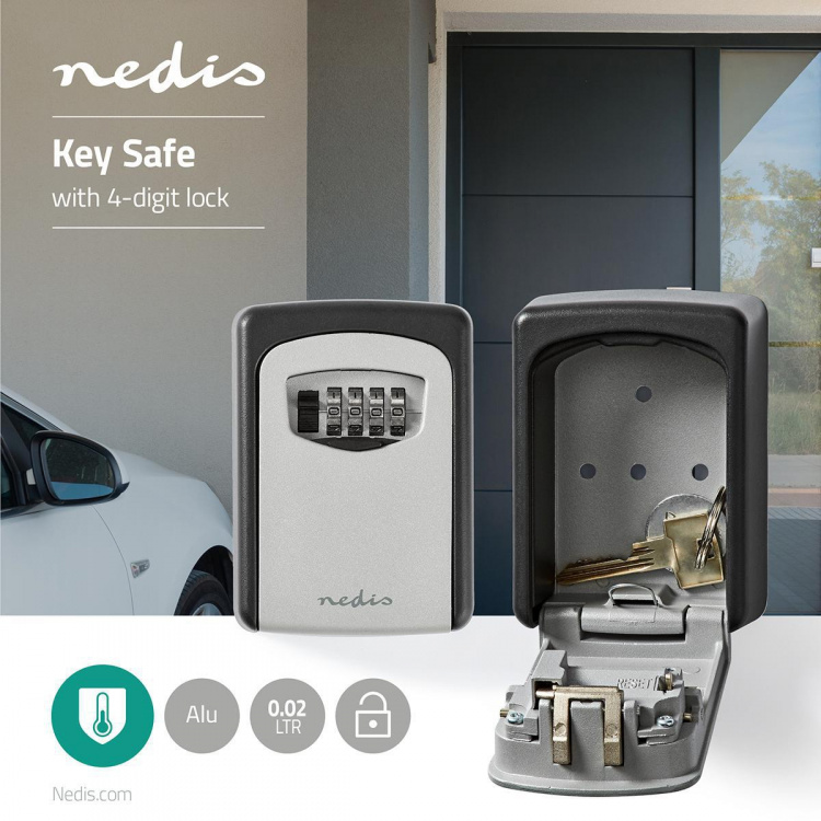 Nedis Valv | Key Safe | Kombinations Dial Lock | Inomhus och utomhus | Grå / Svart Nedis Valv | Key Safe | Kombinations Dial Lock | Inomhus och utomhus | Grå / Svart