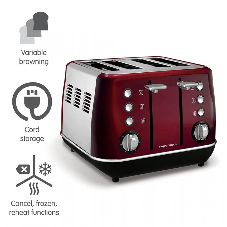 Morphy Richards Brödrost Evoke 4-brödskivor Röd