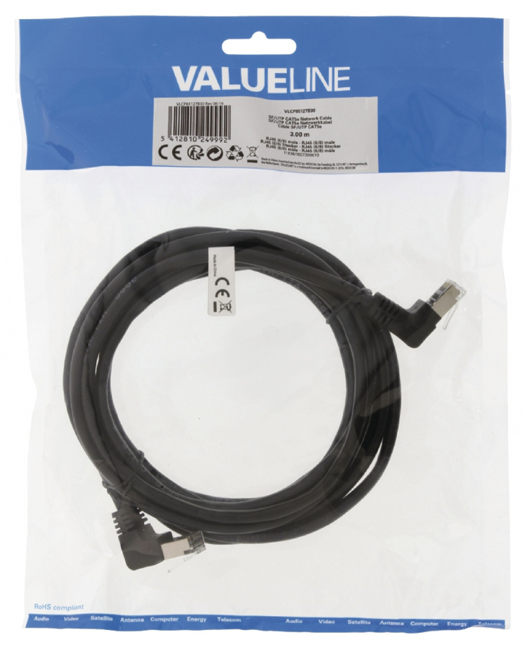 Valueline CAT5e SF / UTP Nätverkskabel RJ45 (8P8C) Hane - RJ45 (8P8C) Hane 3.00 m Svart Valueline CAT5e SF / UTP Nätverkskabel RJ45 (8P8C) Hane - RJ45 (8P8C) Hane 3.00 m Svart