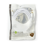 Nedis koaxialkabel | IEC (Koax) Hane | IEC (Koax) Hane | Guldplaterad | 75 Ohm | Enskaligt skydd | 5.00 m | Rund | PVC | Vit | Plastpåse