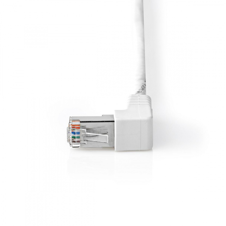 Bandridge CAT6 F/UTP-nätverkskabel RJ45 hane - RJ45 hane, vinklad 5.00 m vit