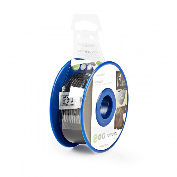 Nedis Koaxialkabel på Bobin | RG174 | 50 Ohm | Enskaligt skydd | ECA | 10.0 m | Koax | PVC | Vit | Rulle