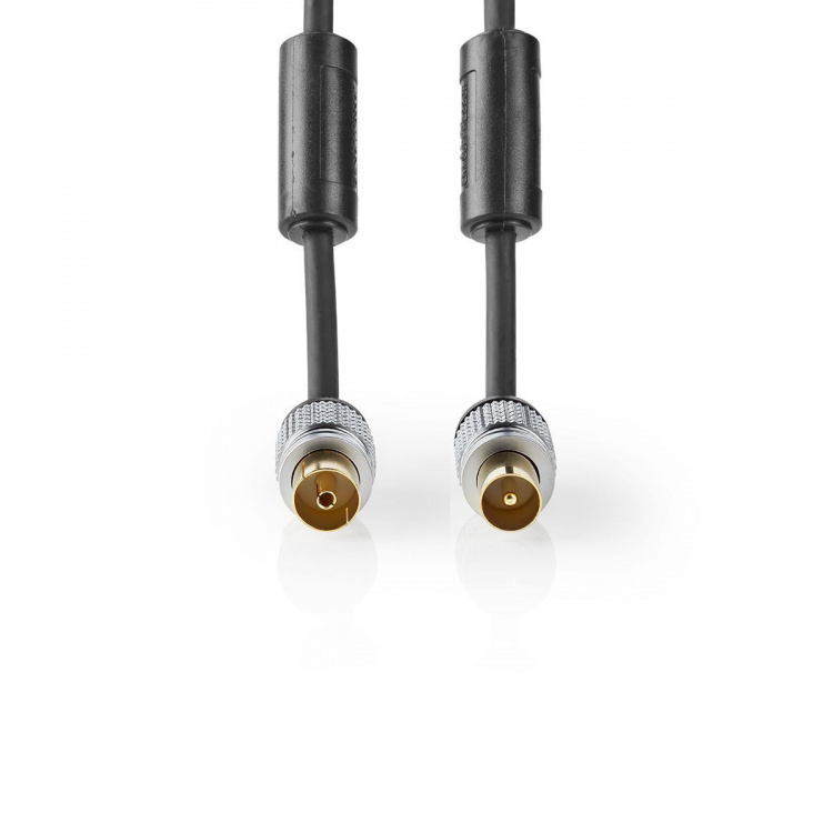 Nedis koaxialkabel | IEC (Koax) Hane | IEC (Koax) Hona | Guldplaterad | 75 Ohm | Dubbelskärmad | 10.0 m | Rund | PVC | Antracit | Musselskal Nedis koaxialkabel | IEC (Koax) Hane | IEC (Koax) Hona | Guldplaterad | 75 Ohm | Dubbelskärmad | 10.0 m | Rund | PVC | Antracit | Musselskal