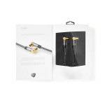 Nedis koaxialkabel | IEC (Koax) Hane | IEC (Koax) Hona | Guldplaterad | 75 Ohm | Fyra skydd | 5.00 m | Rund | Bomull | Grå / Grått Med Metall | Kartong med täckt fönster