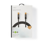 Nedis Satellite & Antenn kabel | F Hane | F Hane | Guldplaterad | 75 Ohm | Fyra skydd | 2.00 m | Rund | Bomull | Grå / Grått Med Metall | Kartong med täckt fönster