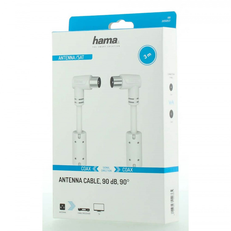 Hama Antennkabel Vinklad 90dB Vit 3.0m Hama Antennkabel Vinklad 90dB Vit 3.0m