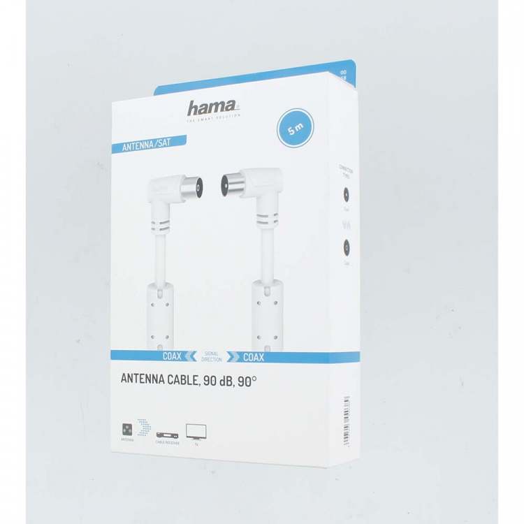 Hama Antennkabel Vinklad 90dB Vit 5.0m Hama Antennkabel Vinklad 90dB Vit 5.0m