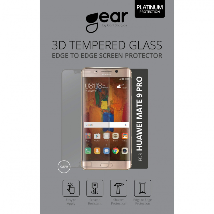 Gear Härdat Glas 3D Full Cover Svart Huawei Mate 9 Pro