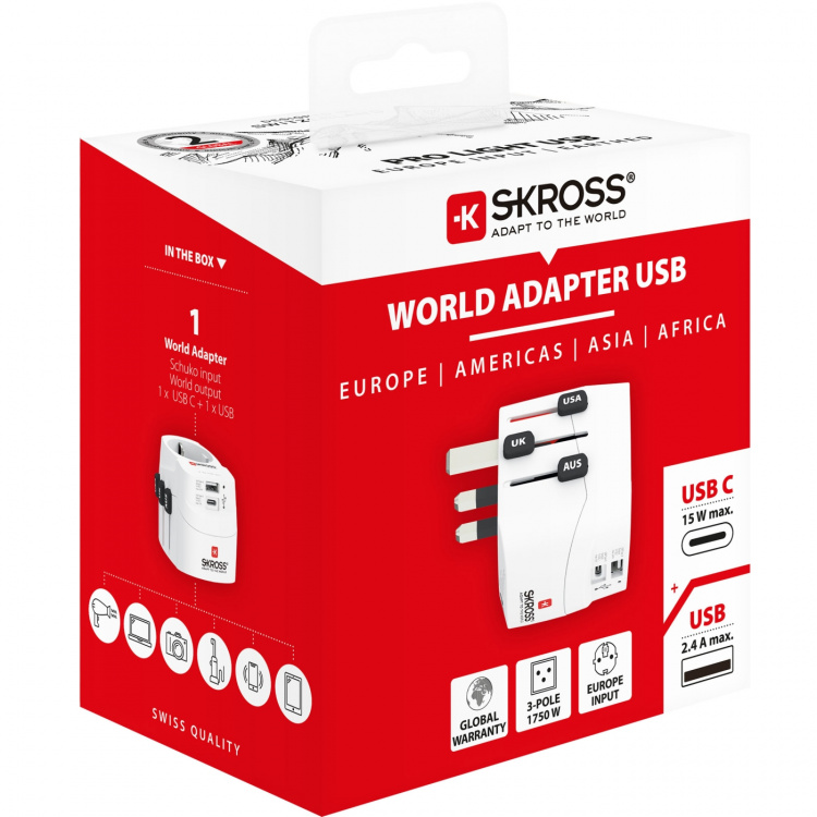 SKROSS World Adapter PRO Light (1xUSB-C & 1xUSB-A) SKROSS World Adapter PRO Light (1xUSB-C & 1xUSB-A)