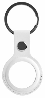 Deltaco Apple AirTag Fodral i PU-läder med nyckelring, Vit