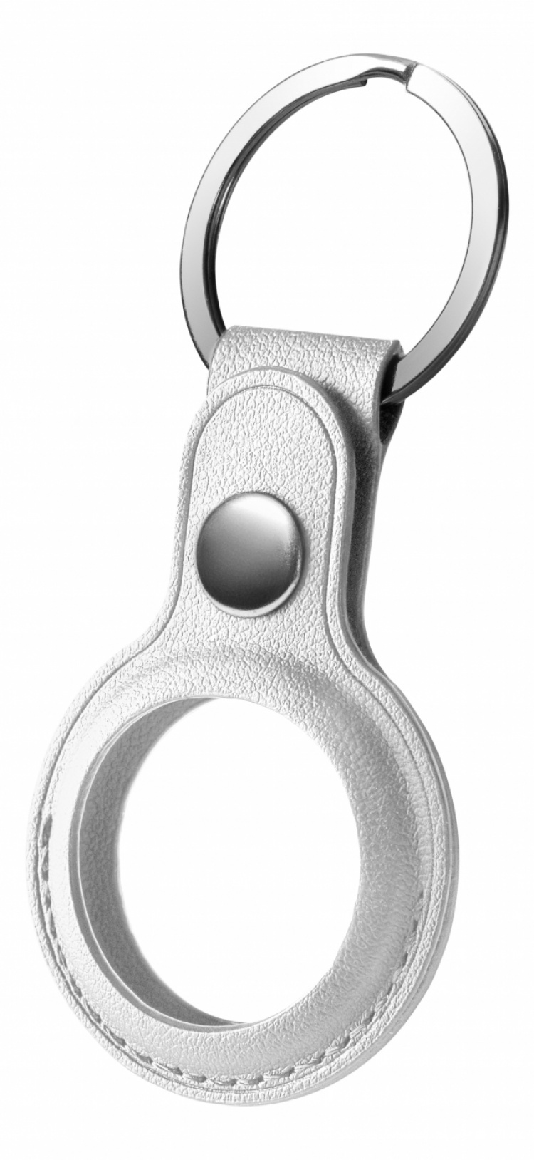 Deltaco Apple AirTag Fodral i PU-läder med nyckelring, Vit