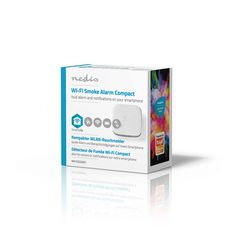 Nedis SmartLife Rökdetektor | Wi-Fi | Batteridriven | Givarlivscykel: 10 år | EN 14604 | Max. batteritid: 24 Månader | 85 dB | Vit | 1 st