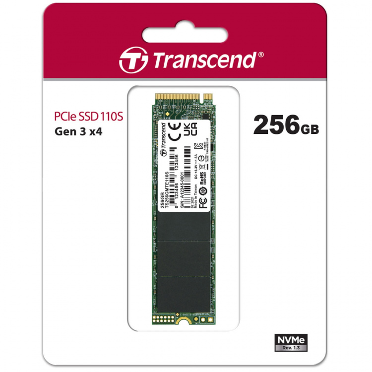 Transcend PCIe M.2 SSD Gen3 x4 NVMe 256Gb (R1600/W1000)