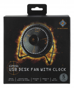 deltaco_gaming USB desktop fan with clock, black