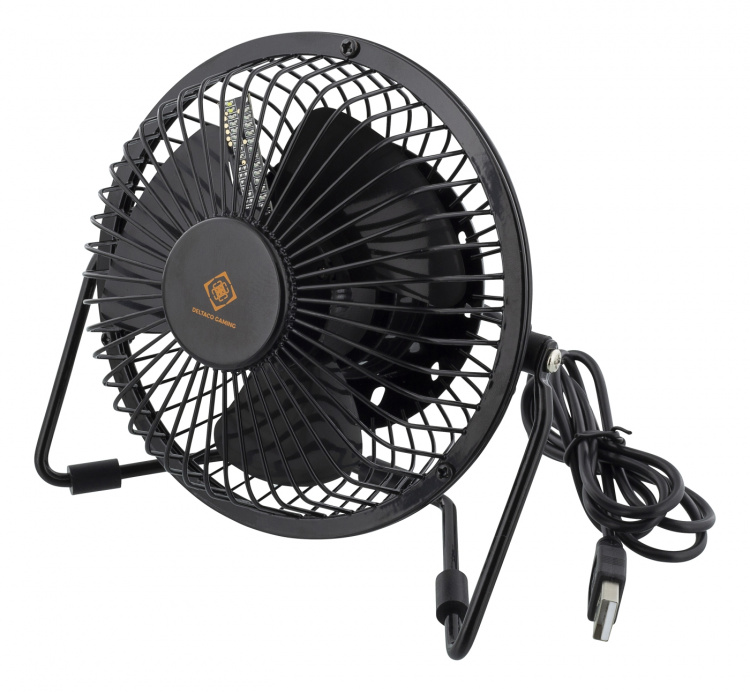 deltaco_gaming USB desktop fan with clock, black