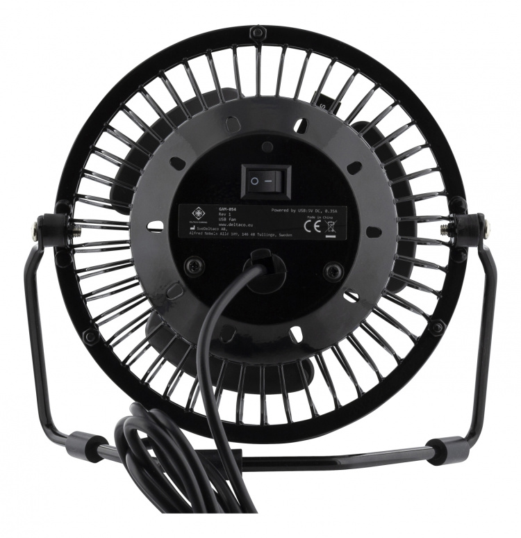 deltaco_gaming USB desktop fan with clock, black