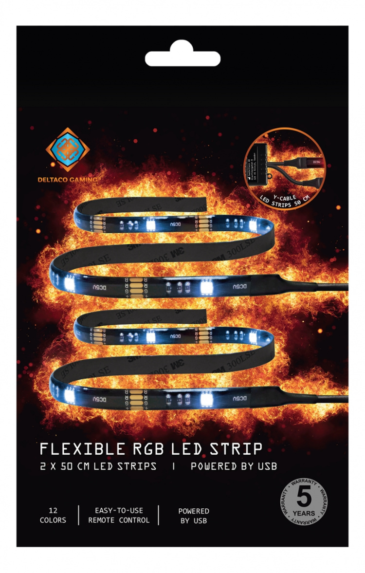 deltaco_gaming LED strip 2x50cm 4 modes 12 colors 16xRGB remote control deltaco_gaming LED strip 2x50cm 4 modes 12 colors 16xRGB remote control