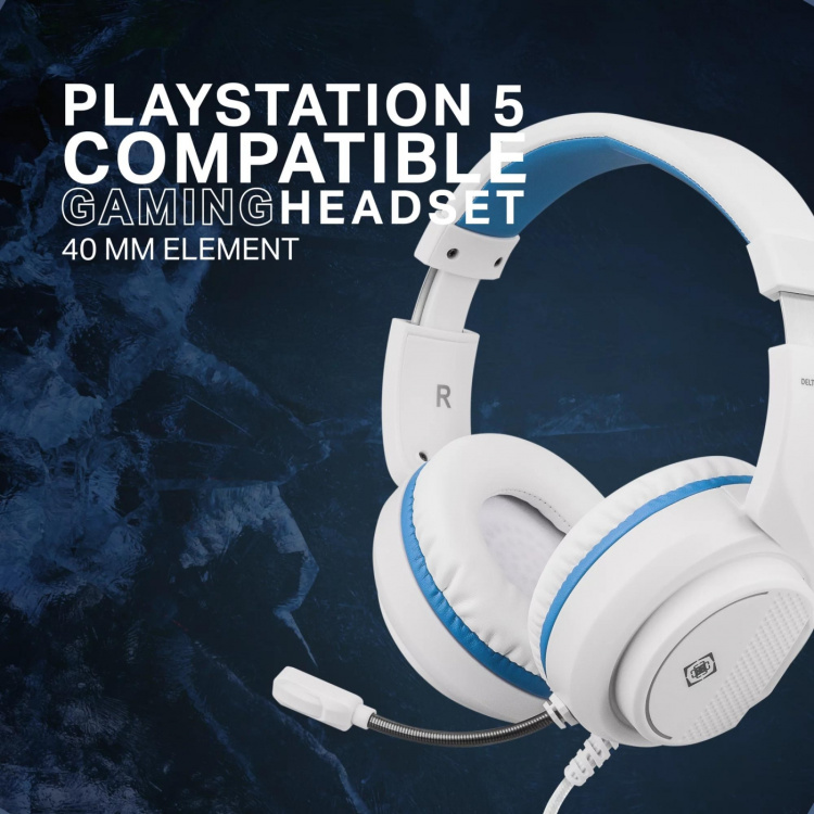 deltaco_gaming Headset for Sony Playstation 5, 2m cable, 40mm element, whit