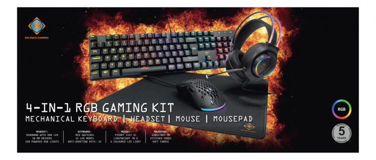 deltaco_gaming Mechanical 4in1 RGB Gaming kit Xinda Red switche black/RGB