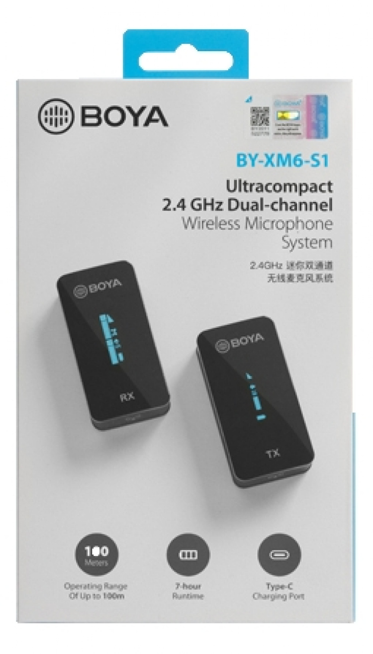 BOYA Ultracompact 2.4GHz Dual-channel Wireless Microphone 1+1