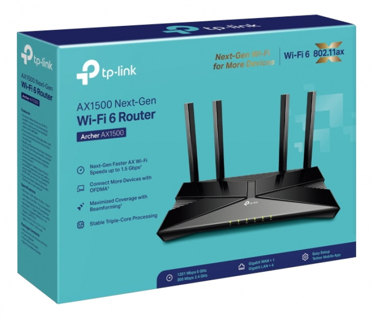 TP-Link AX1500 Wi-Fi 6 Router, Broadcom 1.5GHz Tri-Core CPU TP-Link AX1500 Wi-Fi 6 Router, Broadcom 1.5GHz Tri-Core CPU