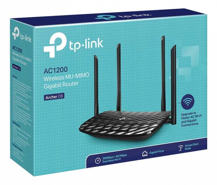 tplink Archer C6 AC1200 wireless MU-MIMO Gbit 2.4/5GHz 4xRJ45