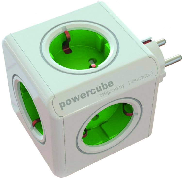 Allocacoc PowerCube Original 5 Sockets, green
