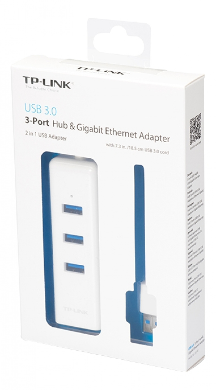 tplink USB 3.0 Hub/Gbit Eth Adapter 3xUSBA 3.0 ports 1m cable white