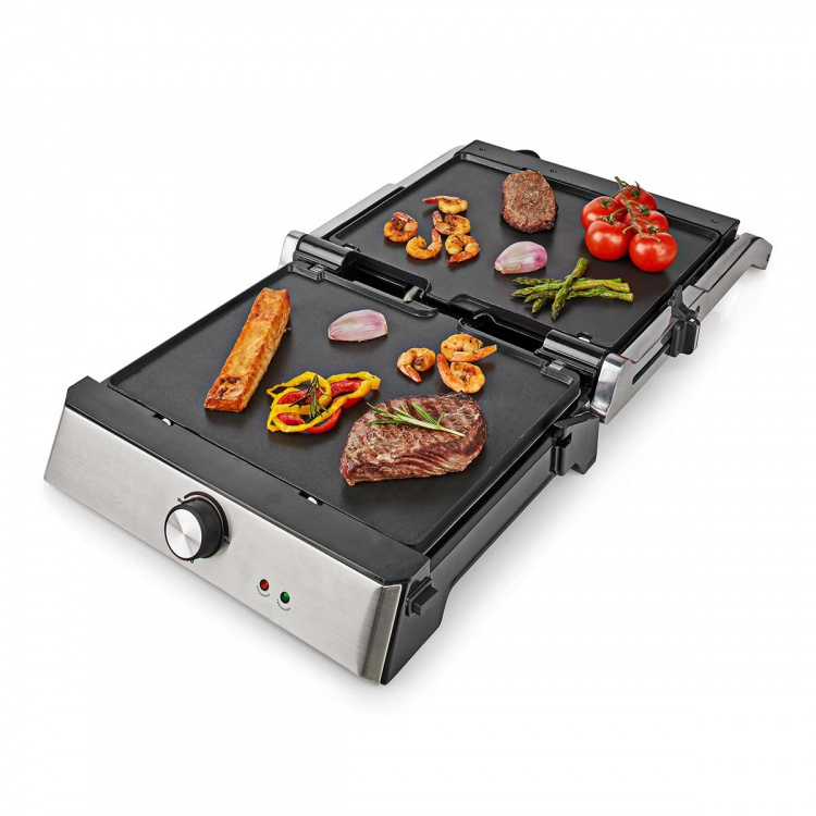 Nedis Kontaktgrill | 2000 W | 29 x 23 cm | Justerbar temperaturkontroll | Plast / Rostfritt stål