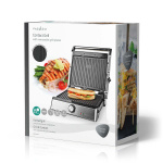 Nedis Kontaktgrill | 2000 W | 29 x 23 cm | Justerbar temperaturkontroll | Plast / Rostfritt stål
