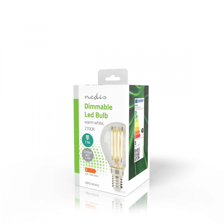 Nedis LED-lampa Lampa E14 | G45 | 4.5 W | 470 lm | 2700 | Dimbar | Varm Vit | Retrostil | 1 st. | Tydlig
