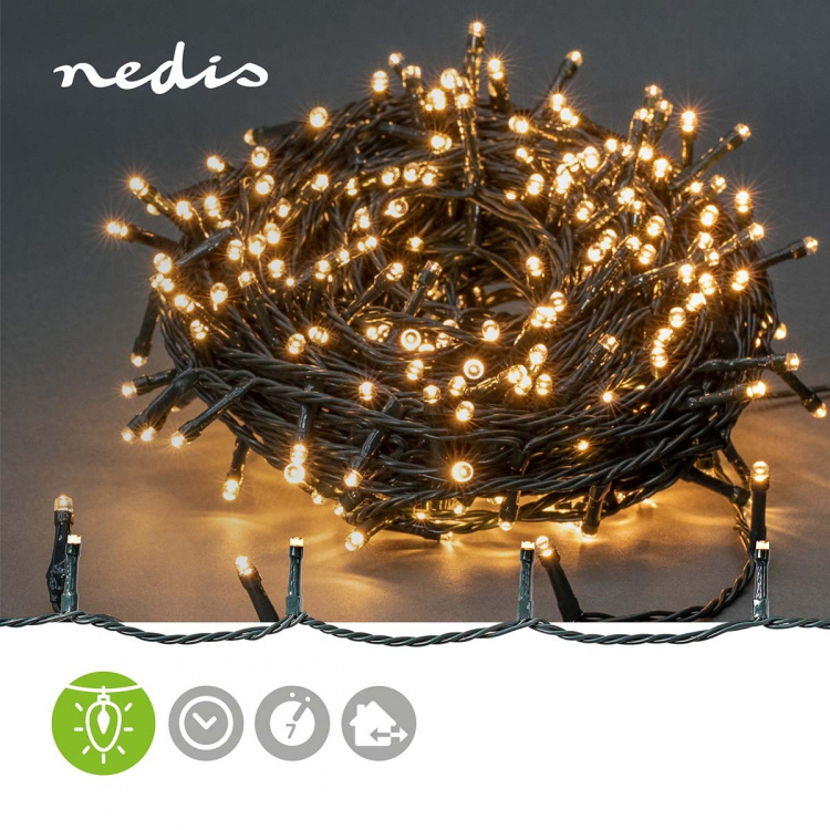 Nedis Julbelysning | Sträng | 720 LED\'s | Varm Vit | 54.00 m | Ljuseffekter: 7 | Inomhus eller Utomhus | Strömadapter